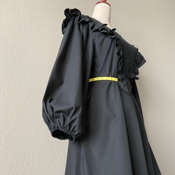 H&M Cotton Puff-sleeved Ruffle-trim Dress in Black - Picture 13 of 16